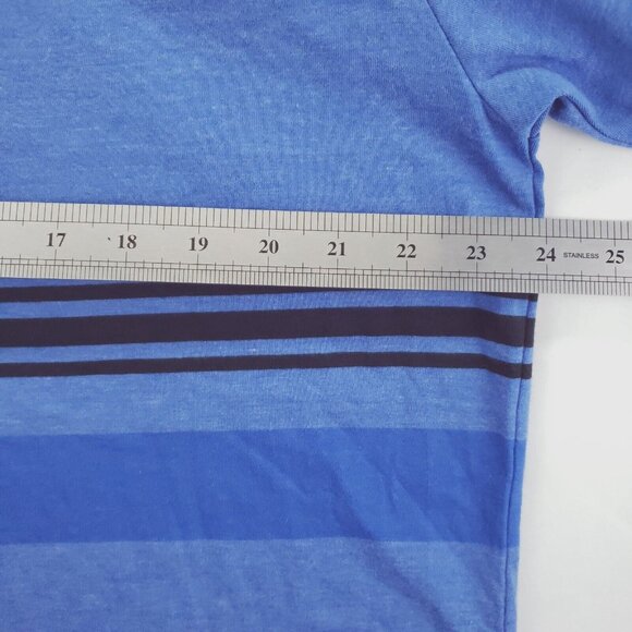 Volcom T-Shirt Mens XL Blue Black Striped Cotton V-Neck Pullover Classic Tee - Picture 8 of 9